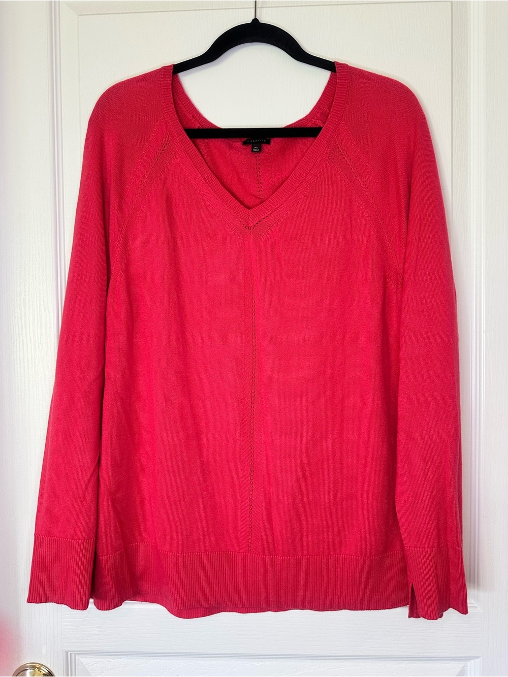 Talbots V-Neck Sweater in Mulberry Pink